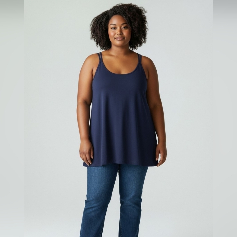 Ideology Performance Seeveless Navy Swing Top Women's XL Moisture Wicking NWT